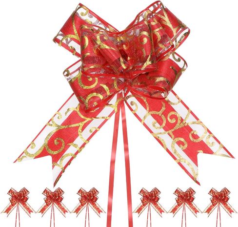 20-Pack Large Pull Bow, 8 Inch 20cm Plastic Ribbon Pull Bows Ribbon Bows for Gift Wrapping/Wedding/Baskets Decorations, Satin Pull Bows [Gouache Gift Bow] in Kuwait