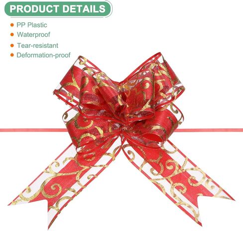 20-Pack Large Pull Bow, 8 Inch 20cm Plastic Ribbon Pull Bows Ribbon Bows for Gift Wrapping/Wedding/Baskets Decorations, Satin Pull Bows [Gouache Gift Bow] in Kuwait