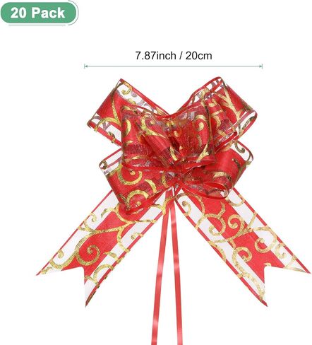 20-Pack Large Pull Bow, 8 Inch 20cm Plastic Ribbon Pull Bows Ribbon Bows for Gift Wrapping/Wedding/Baskets Decorations, Satin Pull Bows [Gouache Gift Bow] in Kuwait