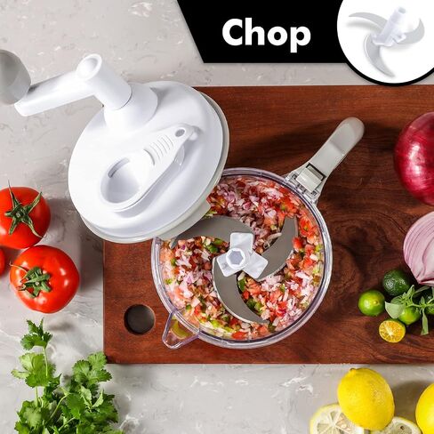 Geedel Hand Food Chopper, Quick Manual Vegetable Processor, Easy To Clean Rotary Dicer Mincer Mixer Blender for Onion, Garlic, Salad, Salsa, Nuts, Meat, Fruit, Ice, etc in Kuwait