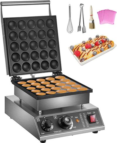 VEVOR 110V Mini Dutch Pancake Baker، 50 قطعة 1700W آلة صنع الوافل الكهربائية التجارية غير اللاصقة، صانع الفطائر 1.8 بوصة مع 2 ترموستات و2 مؤقت تحكم منفصل، للمنزل والمطاعم in Kuwait