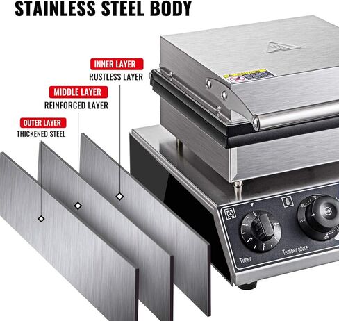 VEVOR 110V Mini Dutch Pancake Baker، 50 قطعة 1700W آلة صنع الوافل الكهربائية التجارية غير اللاصقة، صانع الفطائر 1.8 بوصة مع 2 ترموستات و2 مؤقت تحكم منفصل، للمنزل والمطاعم in Kuwait