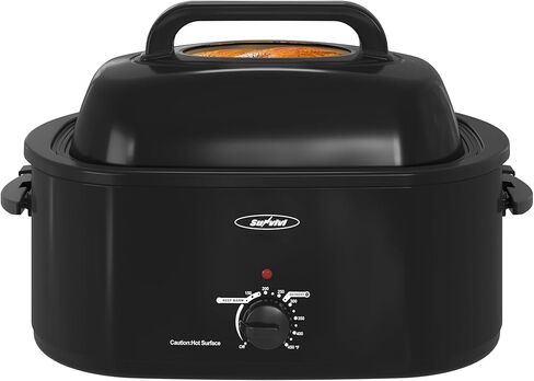 Sunvivi 28 Quart Electric Roaster Oven Turkey Roaster with Lid Electric Roasters with Removable Pan Large Roaster,Visible & Self-basting Lid, Fast Heating & Thaw/warming Setting,Silver in Kuwait