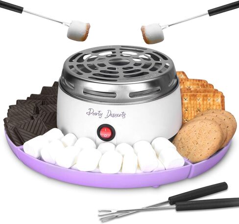 Electric Smores Maker Tabletop Indoor Kit, Indoor Marshmallow Roaster, Smores Station with 4 Compartment Trays & 4 Forks, Great Gift for Adults and Kids in Holidays and Parties (Blue) in Kuwait