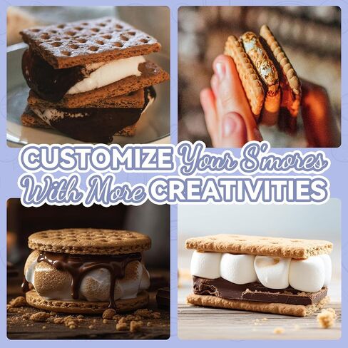 Electric Smores Maker Tabletop Indoor Kit, Indoor Marshmallow Roaster, Smores Station with 4 Compartment Trays & 4 Forks, Great Gift for Adults and Kids in Holidays and Parties (Blue) in Kuwait