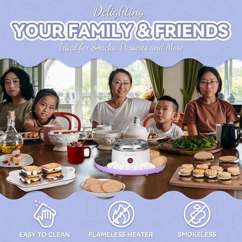 Electric Smores Maker Tabletop Indoor Kit, Indoor Marshmallow Roaster, Smores Station with 4 Compartment Trays & 4 Forks, Great Gift for Adults and Kids in Holidays and Parties (Blue) in Kuwait
