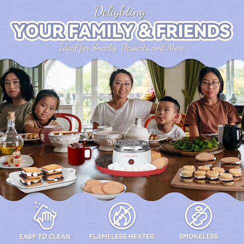 Electric Smores Maker Tabletop Indoor Kit, Indoor Marshmallow Roaster, Smores Station with 4 Compartment Trays & 4 Forks, Great Gift for Adults and Kids in Holidays and Parties (Blue) in Kuwait