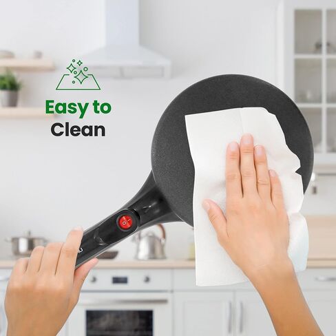 Nutrichef Electric Crepe Maker | 8-inch Nonstick Cooktop with On/Off Switch | Cooks Roti, Tortillas & Pancakes | Automatic Temperature Control & Cool Touch Handle | Includes Food Bowl, Whisk & Spatula in Saudi Arabia