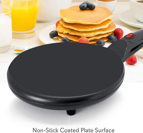 Nutrichef Electric Crepe Maker | 8-inch Nonstick Cooktop with On/Off Switch | Cooks Roti, Tortillas & Pancakes | Automatic Temperature Control & Cool Touch Handle | Includes Food Bowl, Whisk & Spatula in Saudi Arabia