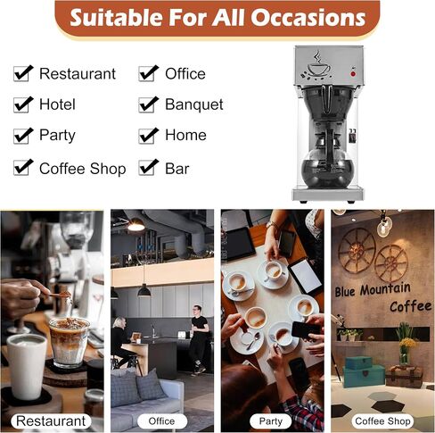 Commercial Coffee Maker Commercial Coffee Machine, 12-Cup Coffee Maker, Automatic Pour Over Coffee Brewer with 2 Warmer Pads, Glass Decanter in 1.8L Capacity, Stainless Steel in Saudi Arabia