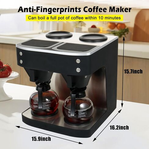 Commercial Coffee Maker Commercial Coffee Machine, 12-Cup Coffee Maker, Automatic Pour Over Coffee Brewer with 2 Warmer Pads, Glass Decanter in 1.8L Capacity, Stainless Steel in Saudi Arabia