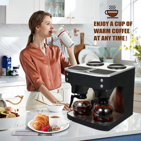 Commercial Coffee Maker Commercial Coffee Machine, 12-Cup Coffee Maker, Automatic Pour Over Coffee Brewer with 2 Warmer Pads, Glass Decanter in 1.8L Capacity, Stainless Steel in Saudi Arabia