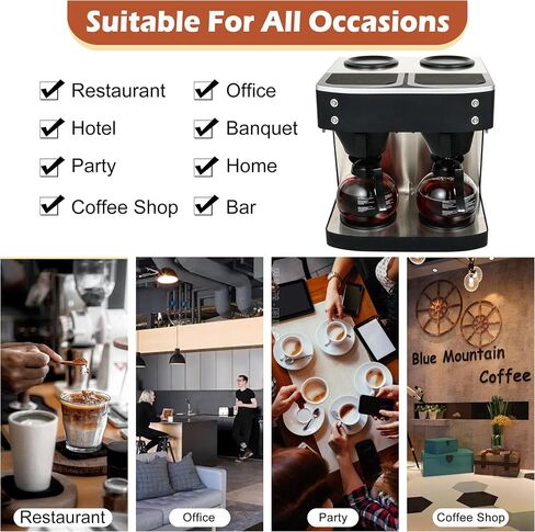 Commercial Coffee Maker Commercial Coffee Machine, 12-Cup Coffee Maker, Automatic Pour Over Coffee Brewer with 2 Warmer Pads, Glass Decanter in 1.8L Capacity, Stainless Steel in Saudi Arabia