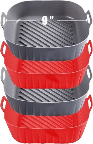Silicone Liners Square 9 Inches for Large Air Fryer, 2 Pcs Non-stick Food-grade Reusable Silicone Pot Baking Tray Basket Bowl Oven Air Fryer Accessories in Kuwait