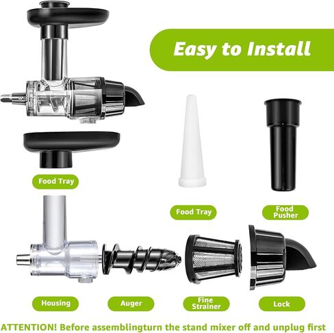 Masticating Juicer Attachment for Kitchen aid Stand Mixers, Masticating Juicer Accessories,Slow Juicer Attachment for All Models Kitchenaid Juicer Mixers and Cuisinart (Black) in Saudi Arabia