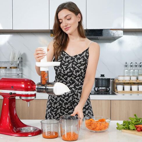 Masticating Juicer Attachment for KitchenAid Stand Mixers, Masticating Juicer, Slow Juicer Attachment for KitchenAid Stand Mixers, White(Machine/Mixer Not Included) in Kuwait