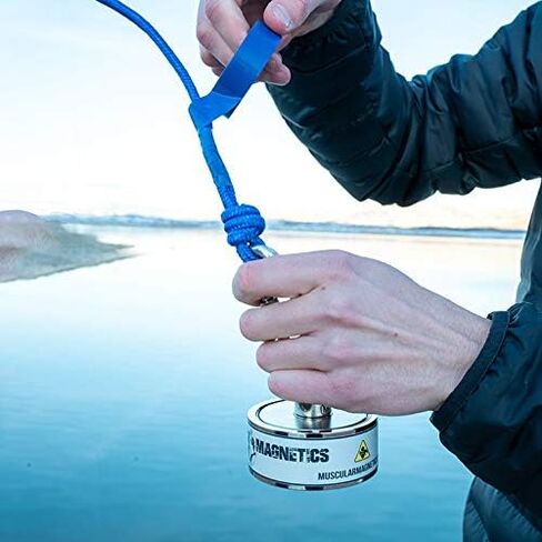 1325lb Double Sided Fishing Magnet Bundle Pack - Includes 6mm 100ft High Strength Nylon Rope with Carabiner, Non-Slip Nylon Gloves, Threadlocker, Grappling Hook & Tape (Complete Kit) in Saudi Arabia
