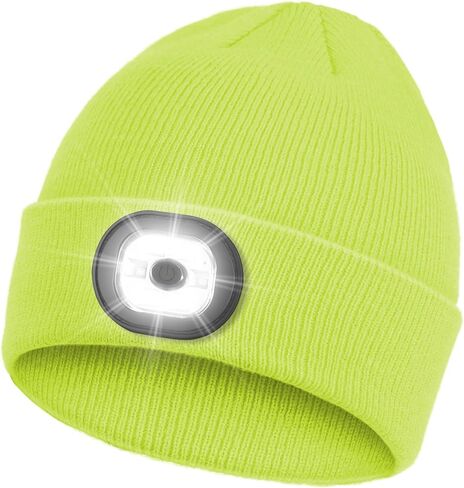Beanie Headlamp - Unisex Winter Knit Cap Gifts for Men Dad Father with LED Hands Free USB Rechargeable Caps in Saudi Arabia