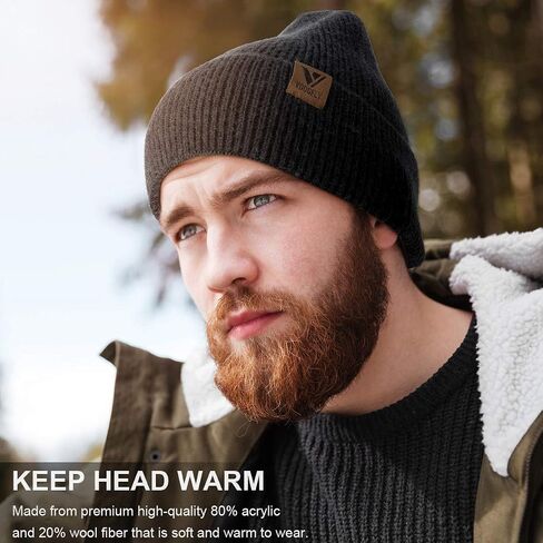 Vgogfly Beanie Men Slouchy Knit Skull Cap Warm Stocking Hats Guys Women Striped Winter Beanie Hat Cuffed Plain Hat in Saudi Arabia
