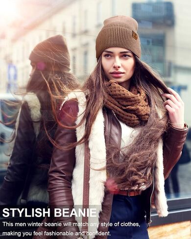 Vgogfly Beanie Men Slouchy Knit Skull Cap Warm Stocking Hats Guys Women Striped Winter Beanie Hat Cuffed Plain Hat in Saudi Arabia