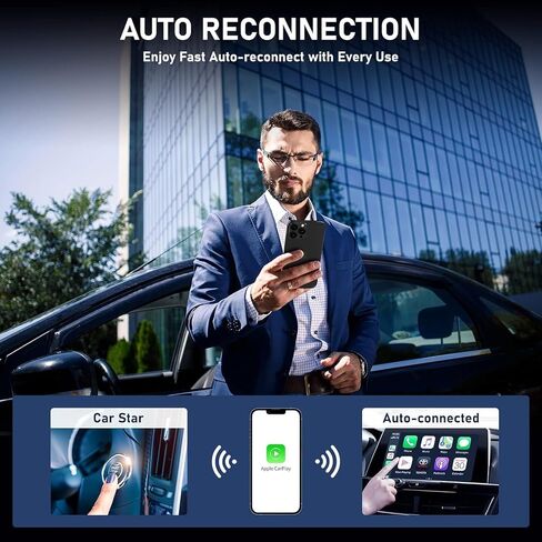 Teeran CarPlay Wireless Adapter for Factory Wired CarPlay 2024 Upgrade Plug & Play Dongle Converts Wired to Wireless for Cars from 2015 & iPhone iOS 10+ in Saudi Arabia