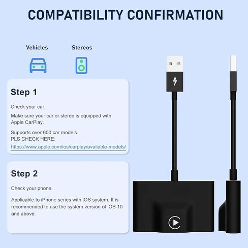 Teeran CarPlay Wireless Adapter for Factory Wired CarPlay 2024 Upgrade Plug & Play Dongle Converts Wired to Wireless for Cars from 2015 & iPhone iOS 10+ in Saudi Arabia