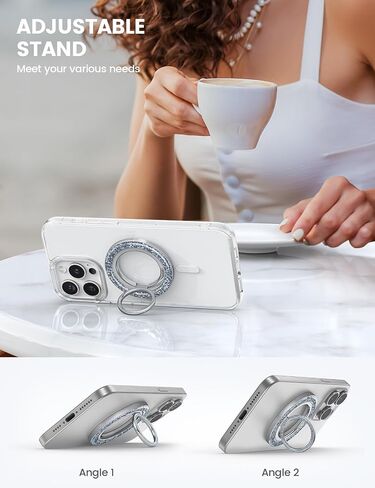 Lamicall Magnetic Phone Ring for MagSafe, Super Magnet Glitter Silver Grip in Saudi Arabia
