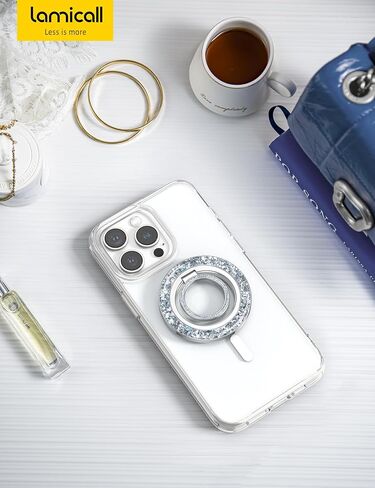 Lamicall Magnetic Phone Ring for MagSafe, Super Magnet Glitter Silver Grip in Saudi Arabia
