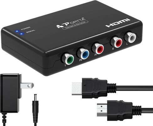 مكون بورتا إلى محول HDMI مع كابل HDMI، محول RGB إلى HDMI، 5 RCA YPbPr إلى محول فيديو HDMI، يدعم 1080p 60 هرتز لـ PS2 PS3 Xbox 360 in Saudi Arabia