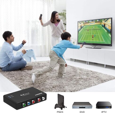 مكون بورتا إلى محول HDMI مع كابل HDMI، محول RGB إلى HDMI، 5 RCA YPbPr إلى محول فيديو HDMI، يدعم 1080p 60 هرتز لـ PS2 PS3 Xbox 360 in Saudi Arabia