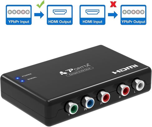 مكون بورتا إلى محول HDMI مع كابل HDMI، محول RGB إلى HDMI، 5 RCA YPbPr إلى محول فيديو HDMI، يدعم 1080p 60 هرتز لـ PS2 PS3 Xbox 360 in Saudi Arabia