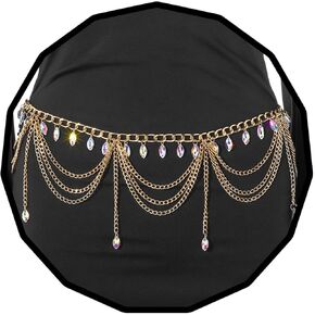 ELABEST Metal Waist Chain Gold Tassel Layered Chain Belt Waist Jewelry Accessories for Women Girls