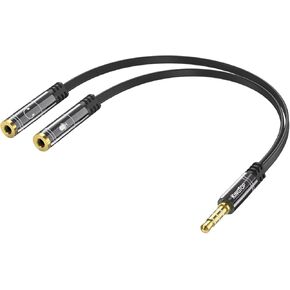 KINGTOP Headset Splitter, 3.5mm Headphone Mic Splitter Cable for Headset with Separate Audio Microphone Jacks, Microphone Headphone Splitter (Not for Dual Audio Headphones)