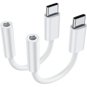 JXMOX USB Type C to 3.5mm Female Headphone Jack Adapter (2-Pack), USB C to Aux Audio Dongle Cable Cord for iPhone 16 Pro 15 Pro Max, Samsung Galaxy S23 S24 Ultra, Note 20, iPad Pro, MacBook, Pixel XL