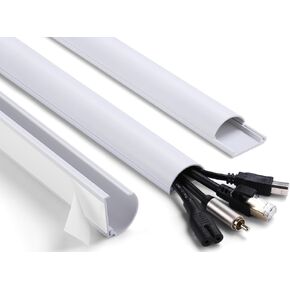 ZhiYo Cord Hider, 39in(3X L13in) Cable Hider for 1-2 Cords, Cord Covers for Wires on Wall, Wire Covers for Cords Wall Mount TV, Cable Cover Wall Wire Hider for Cords, Cable Raceway White W1 xH0.45in