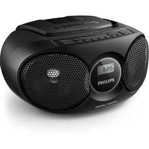Philips Portable CD Player Boombox, Stereo Dynamic Bass Boost Speakers, Lightweight FM Radio CD Player with LCD Display, USB Playback, Aux Line-in, Boombox CD Player Portable for Home