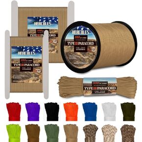 HERCULES Type III Paracord 550 Paracord Rope Parachute Cord, 100' Black Paracord for Survival Paracord, Survival Cord in Kuwait