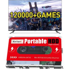 Kinhank 2TB External Hard Drive,Retro Game Console with 120000+Games,Retro Game Console HDD,Batocera 33 Emulator Console for Laptop/PC/Windows/Mac OS,Compatible with Most Emulators,USB 3.0