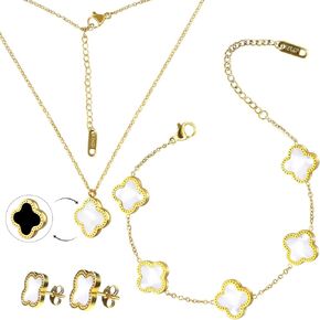 Lucky Clover Sets, Bracelet, Earring, Necklace Pendant for Ladies(Green)