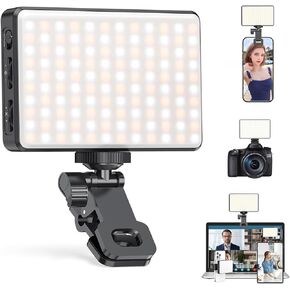120 LED Selfie Light for Phone with Front & Back Clip, 3 Light Mode CRI 95+ 2500K-9000K Infinitely Dimmable Light, 3000mAh High Power Rechargeable Clip On Light for Selfie, Tiktok, Vlog