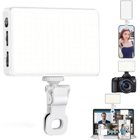120 LED Selfie Light for Phone with Front & Back Clip, 3 Light Mode CRI 95+ 2500K-9000K Infinitely Dimmable Light, 3000mAh High Power Rechargeable Clip On Light for Selfie, Tiktok, Vlog