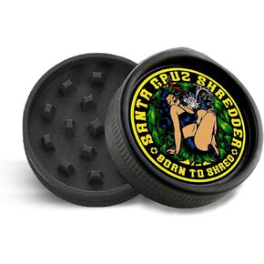 Santa Cruz Shredder Grinder for Herbs Knurled Top for Stronger Grip 2-Piece Medium 2.2 (Black)