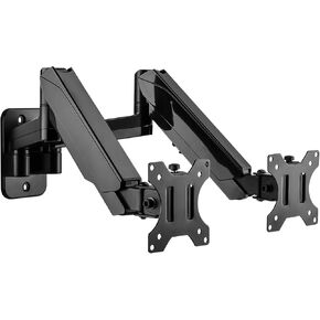 Dual Monitor Wall Mount, Double Monitor Wall Stand for Two 17-32 inch Flat/Curved Computer Screens, Height Adjustable Gas Spring Monitor Wall Monitor, Hold Up to 17.6lbs, VESA 75/100