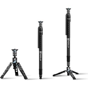 SIRUI SVM-145 Rapid Monopod with Feet, 57" Professional Carbon Fiber Camera Monopod, One-Step Rapid Height Adjustment, Lightweight Travel Monopod for DSLR Camera, Modular 3 in 1, Max Load 22lbs
