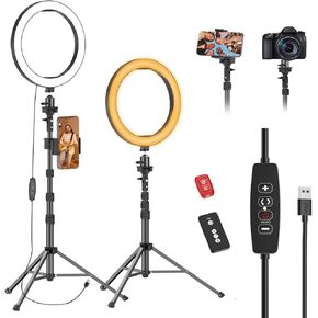 EMART 10" Ring Light with 55" Extendable Tripod Stands and Phone Holder, Dimmable LED Circle Round Light for Selfie Camera Photography/Makeup/YouTube Video/Vlogging/Live Streaming