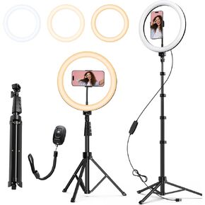 ATUMTEK 12" Selfie Ring Light with 63" Extendable Tripod Stand, Selfie Light with Phone Holder and Bluetooth Remote, Dimmable LED Ring Light for Streaming, TikTok, Zoom, Vlogging, YouTube, etc
