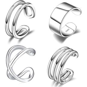 Ear Cuff Earrings 925 Sterling Silver Ear Cuff Earrings Hypoallergenic Simple Adjustable Non Piercing Ear Cuff Clip on Earrings Set for Women