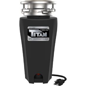 TITAN 10-US-TN-960-SL-3B Garbage Disposal, 3/4 HP - Slim Line, Black with Stainless Steel Flange