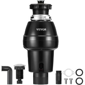 VEVOR Garbage Disposal, 3/4HP 3250RPM Continuous Feed Food Waste Disposer, EZ Connect Food Waste Grinding System with Sound Reduction, Power Cord & Splash Guard for Kitchen Sinks