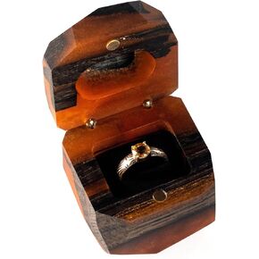 Meteorite - Purple Epoxy Resin & Black wood Engagement Ring Box | Handcrafted Small Jewelry Box for Proposal, Birthday, Anniversary